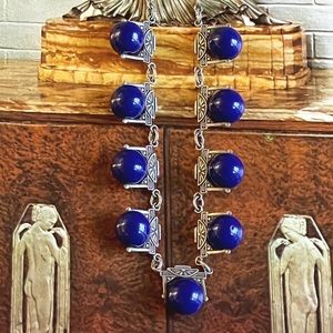 ART DECO PERIOD, CZECH GLASS STERLING SILVER NECKLACE